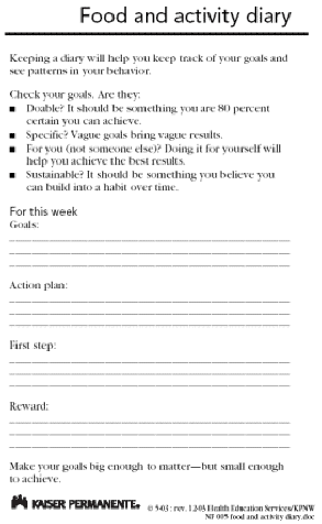 Daily Activity Diary Template